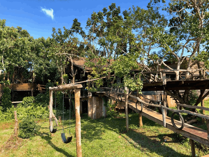 Outdoor children's playground at Nature Lodge